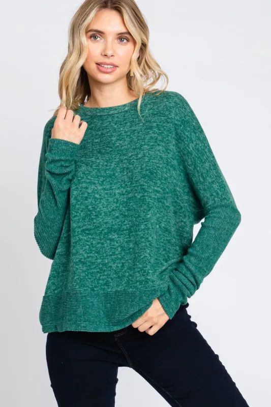 Green Heather Brushed Knit Top sold by Pinkblush