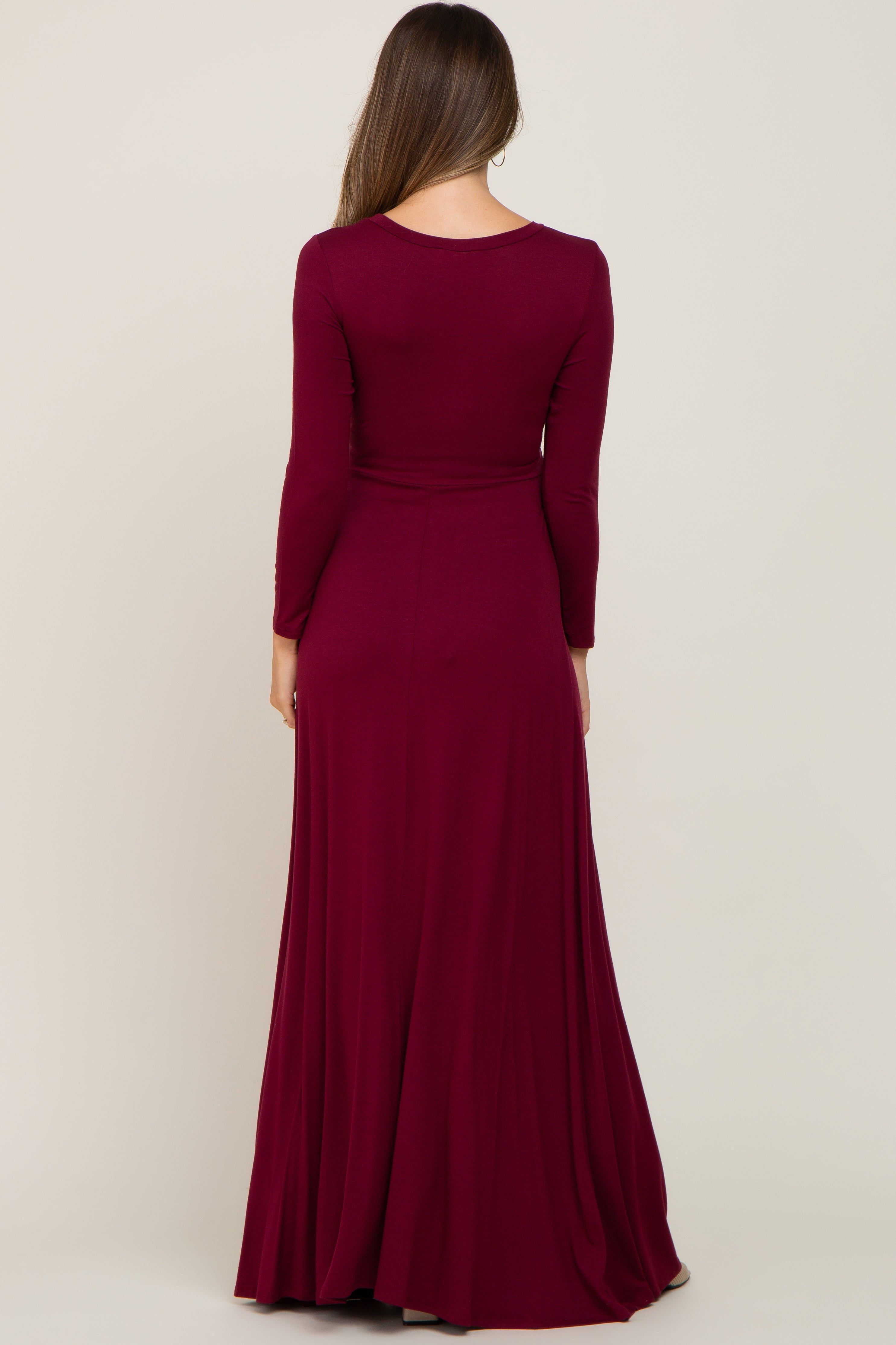 Burgundy Twisted Waist Maternity Maxi Dress sold by Pinkblush product image thumbnail 3