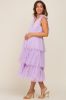 Lavender Sleeveless Tiered Tie Strap Tulle Maternity Midi Dress sold by Pinkblush