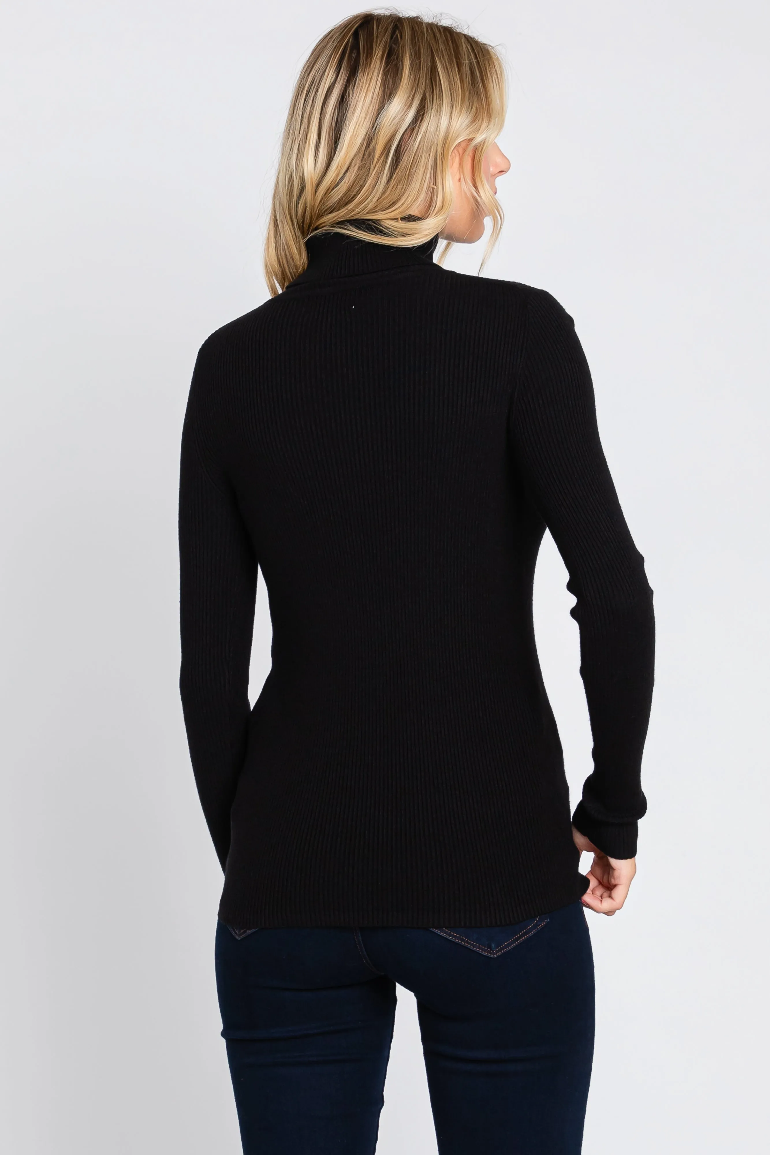 Black Ribbed Fitted Long Sleeve Top sold by Pinkblush product image thumbnail 3
