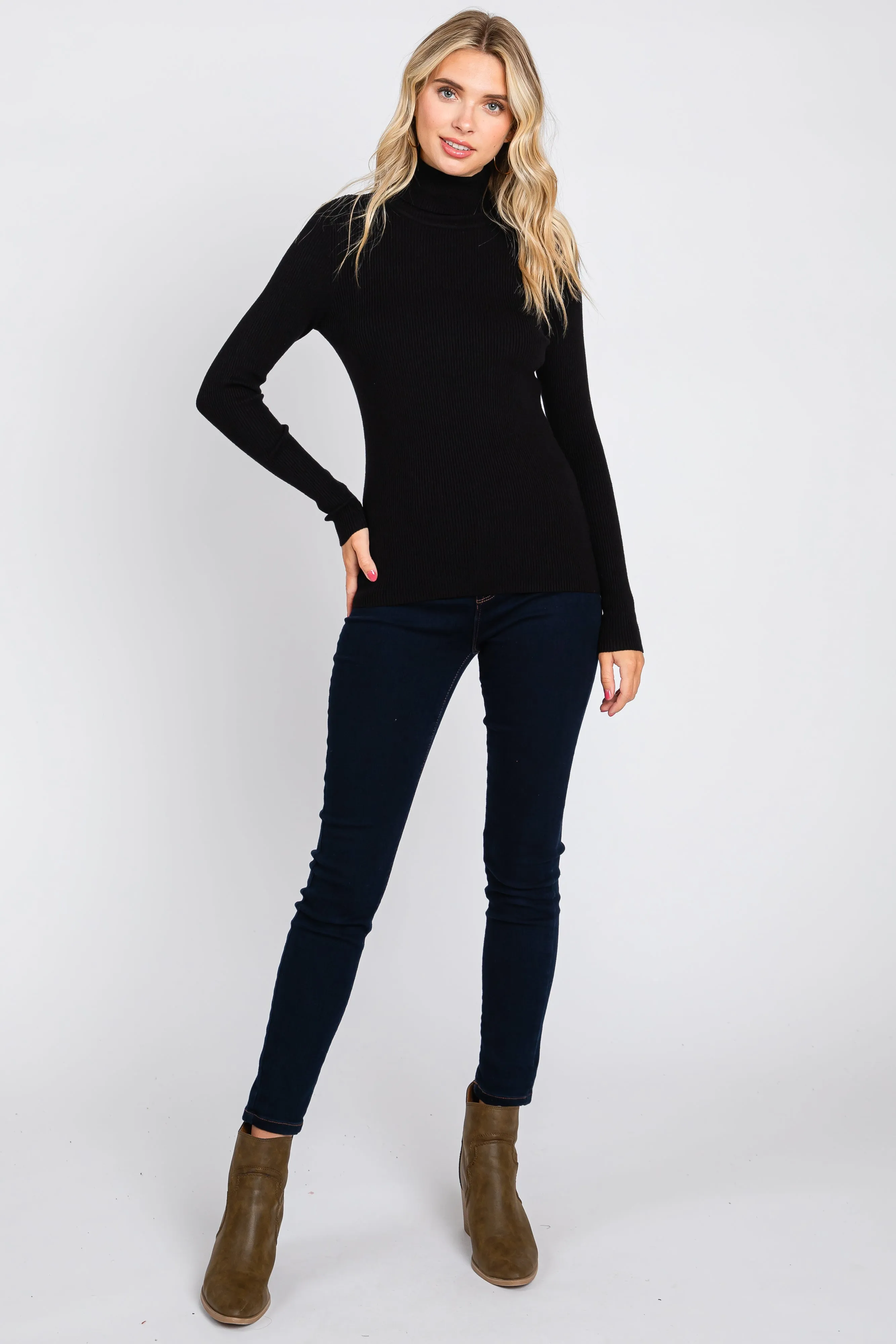 Black Ribbed Fitted Long Sleeve Top sold by Pinkblush product image thumbnail 4