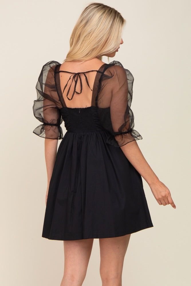 Black Mesh Sleeve Mini Dress sold by Pinkblush product image thumbnail 3