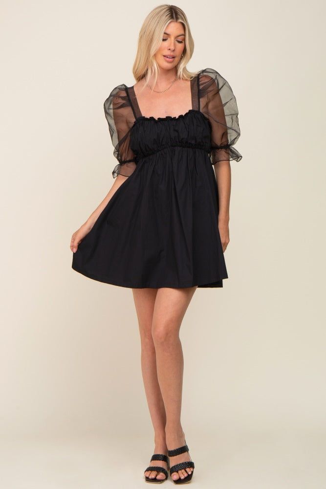 Black Mesh Sleeve Mini Dress sold by Pinkblush product image thumbnail 4