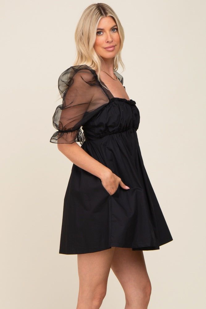 Black Mesh Sleeve Mini Dress sold by Pinkblush product image thumbnail 2