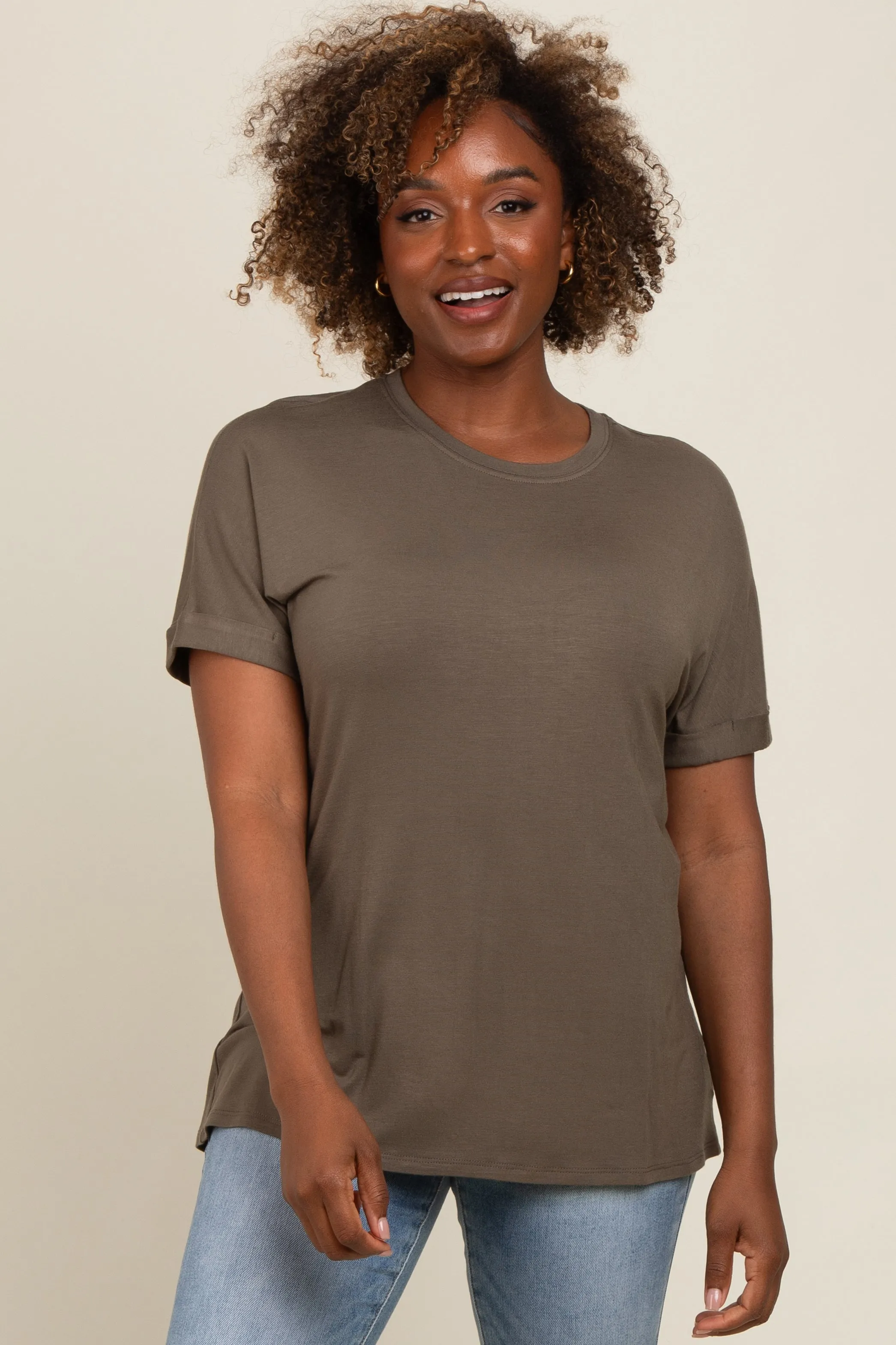 Olive Relaxed Fit T-Shirt sold by Pinkblush