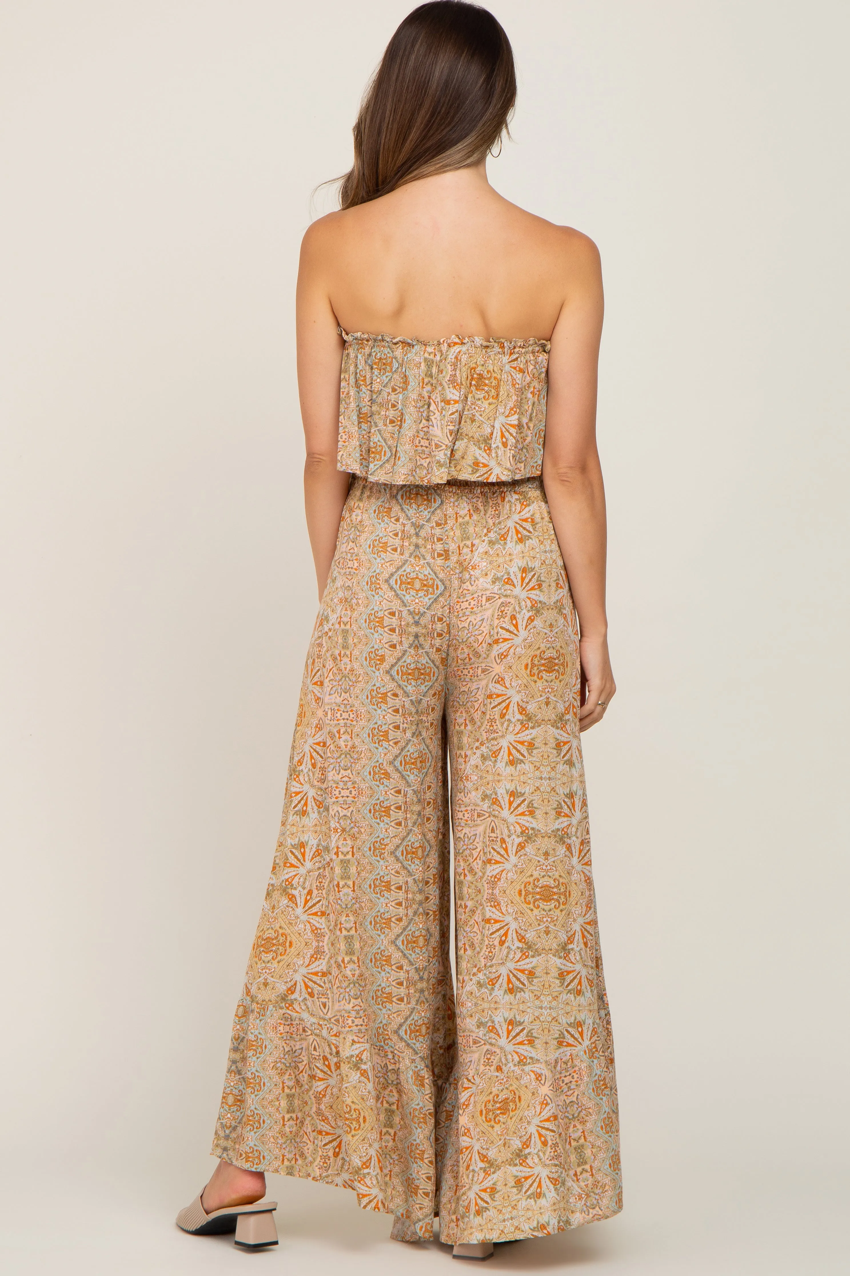 Taupe Floral Sleeveless Wide Leg Maternity Jumpsuit sold by Pinkblush product image thumbnail 3