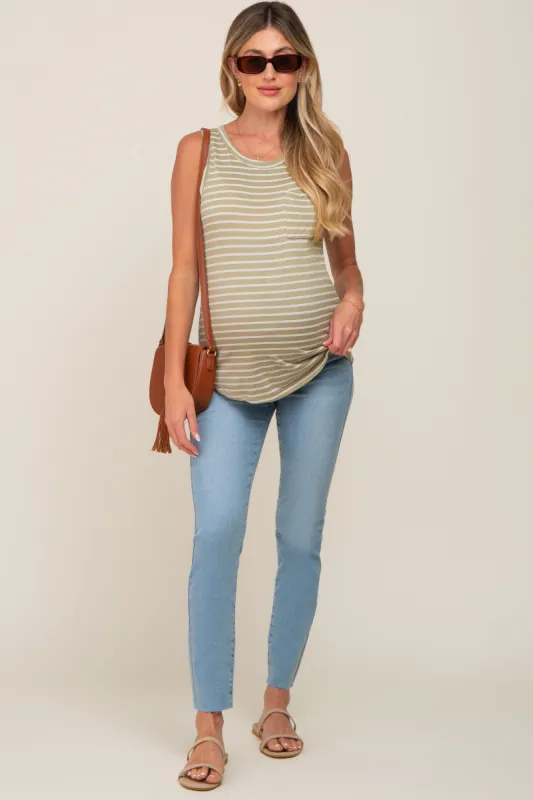 Light Blue Raw Hem Maternity Skinny Jeans sold by Pinkblush