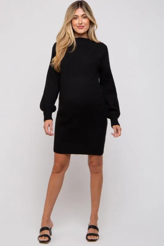 Black Chunky Knit Maternity Sweater Dress sold by Pinkblush