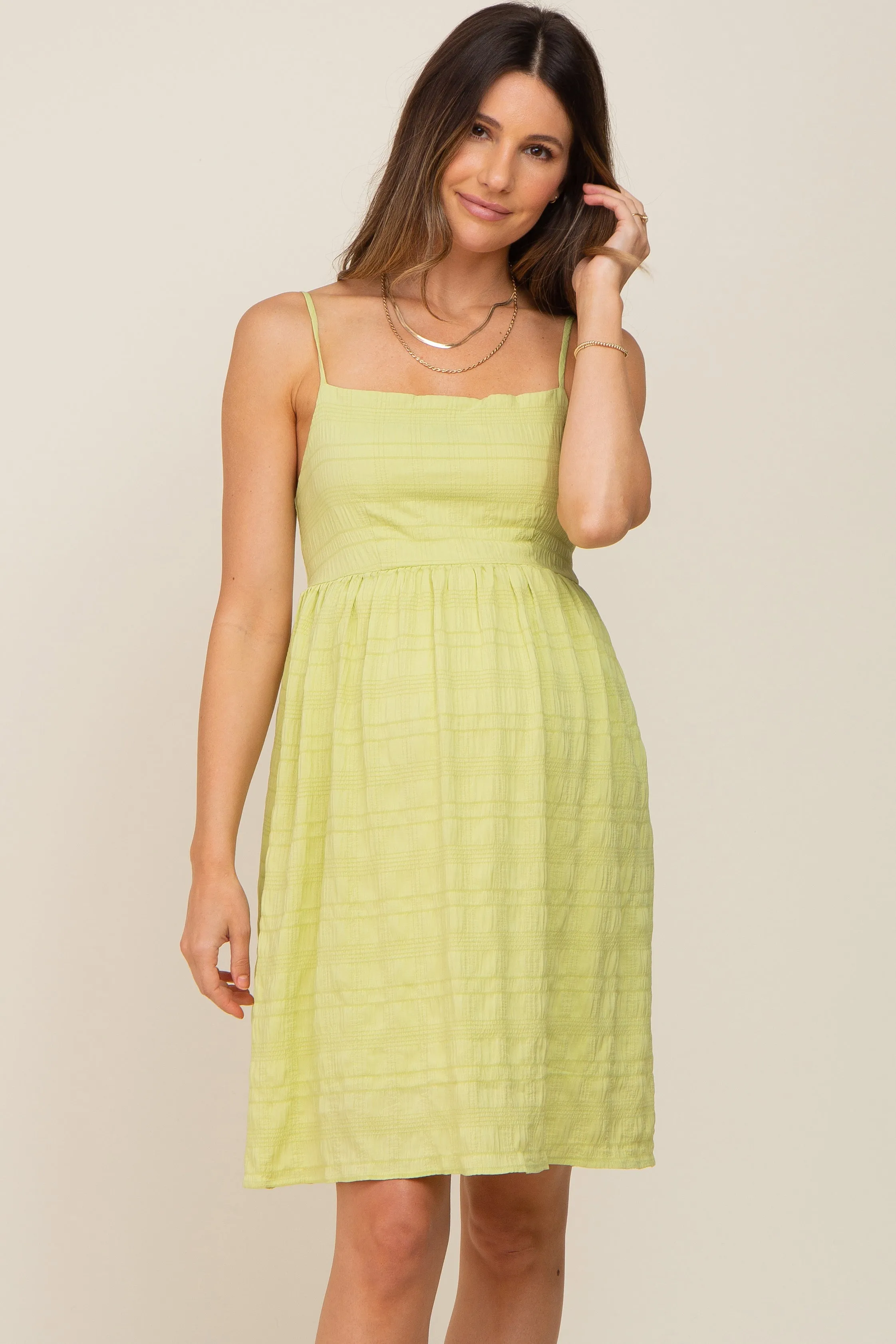 Lime Striped Sleeveless Maternity Dress sold by Pinkblush product image thumbnail 2