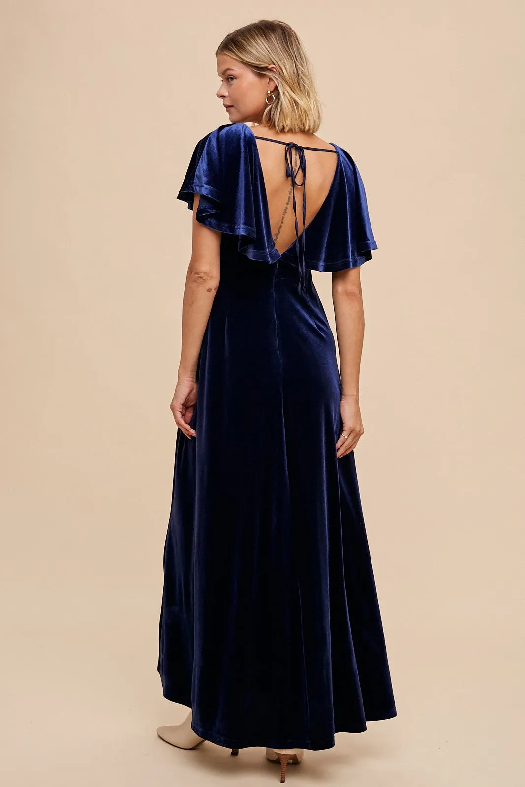 Navy Blue Velvet Maxi Dress sold by Pinkblush product image thumbnail 3