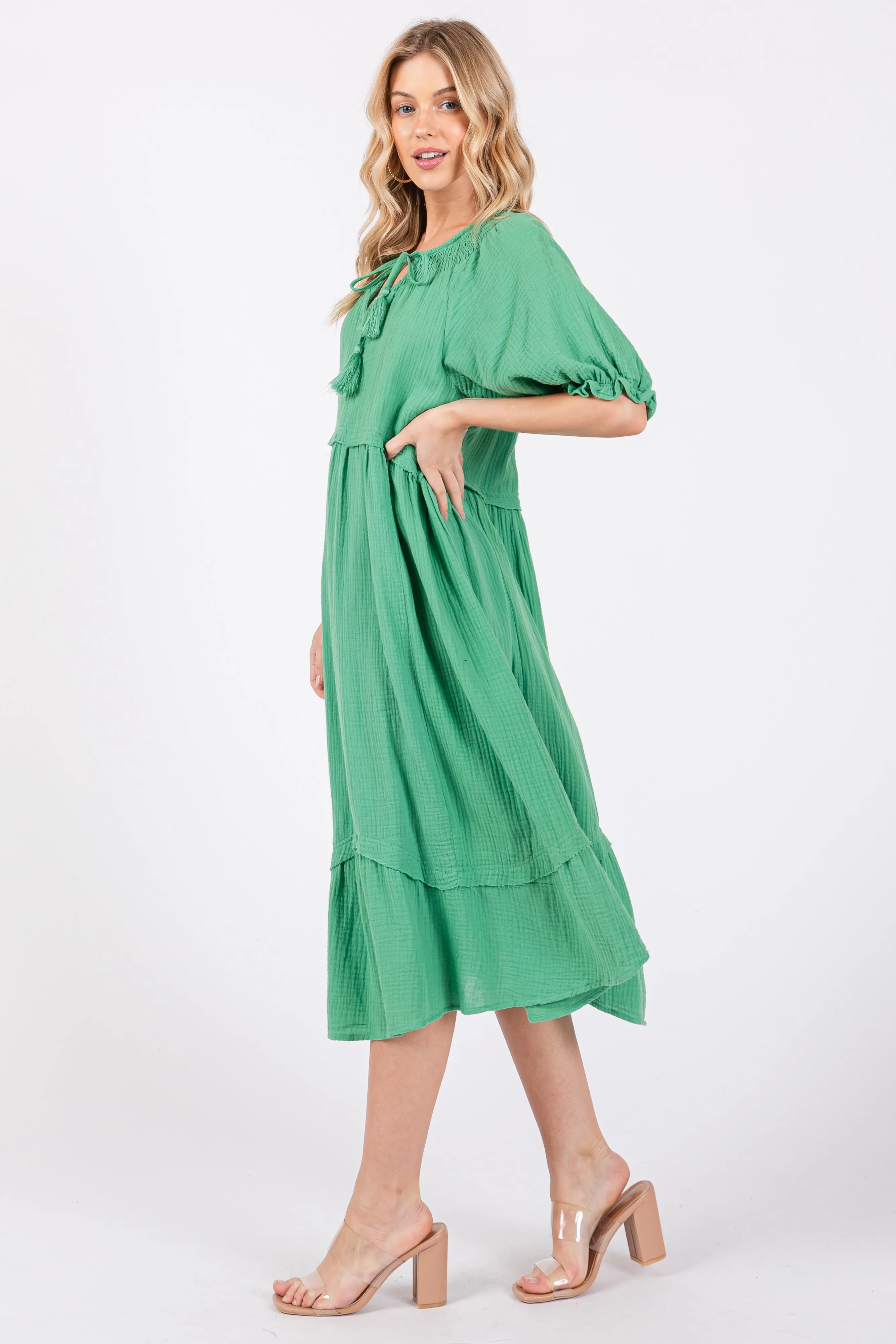 Green Tassel Tie Midi Dress sold by Pinkblush product image thumbnail 2