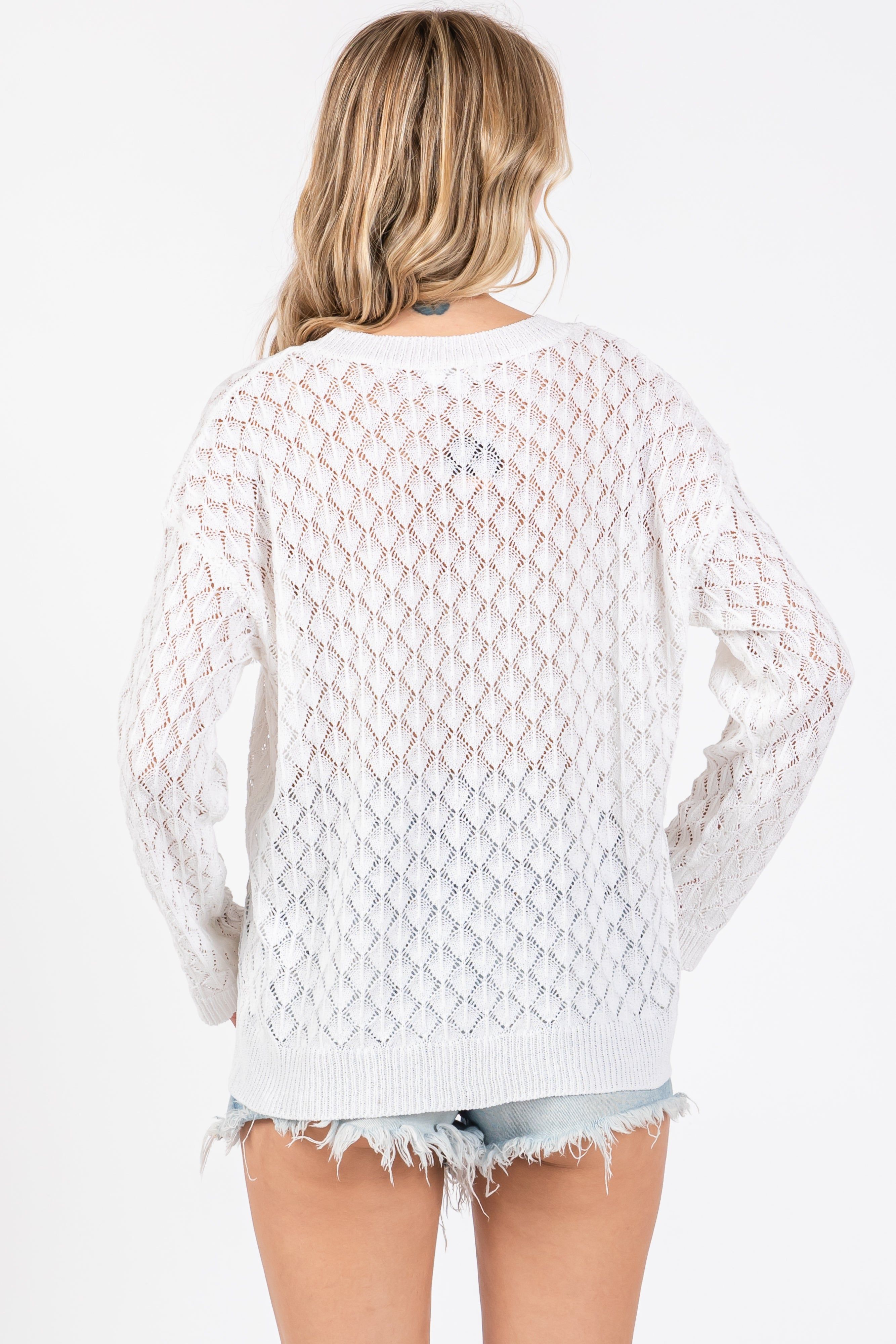 White Diamond Open Knit Top sold by Pinkblush product image thumbnail 3