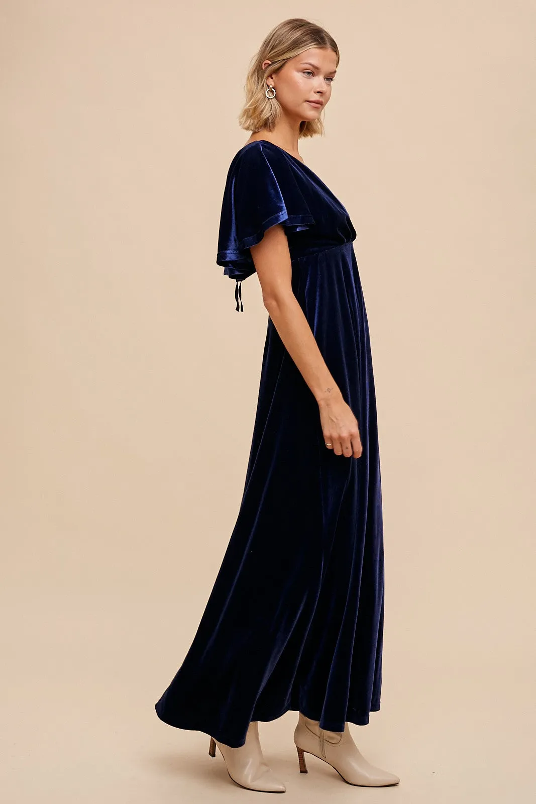 Navy Blue Velvet Maxi Dress sold by Pinkblush product image thumbnail 2