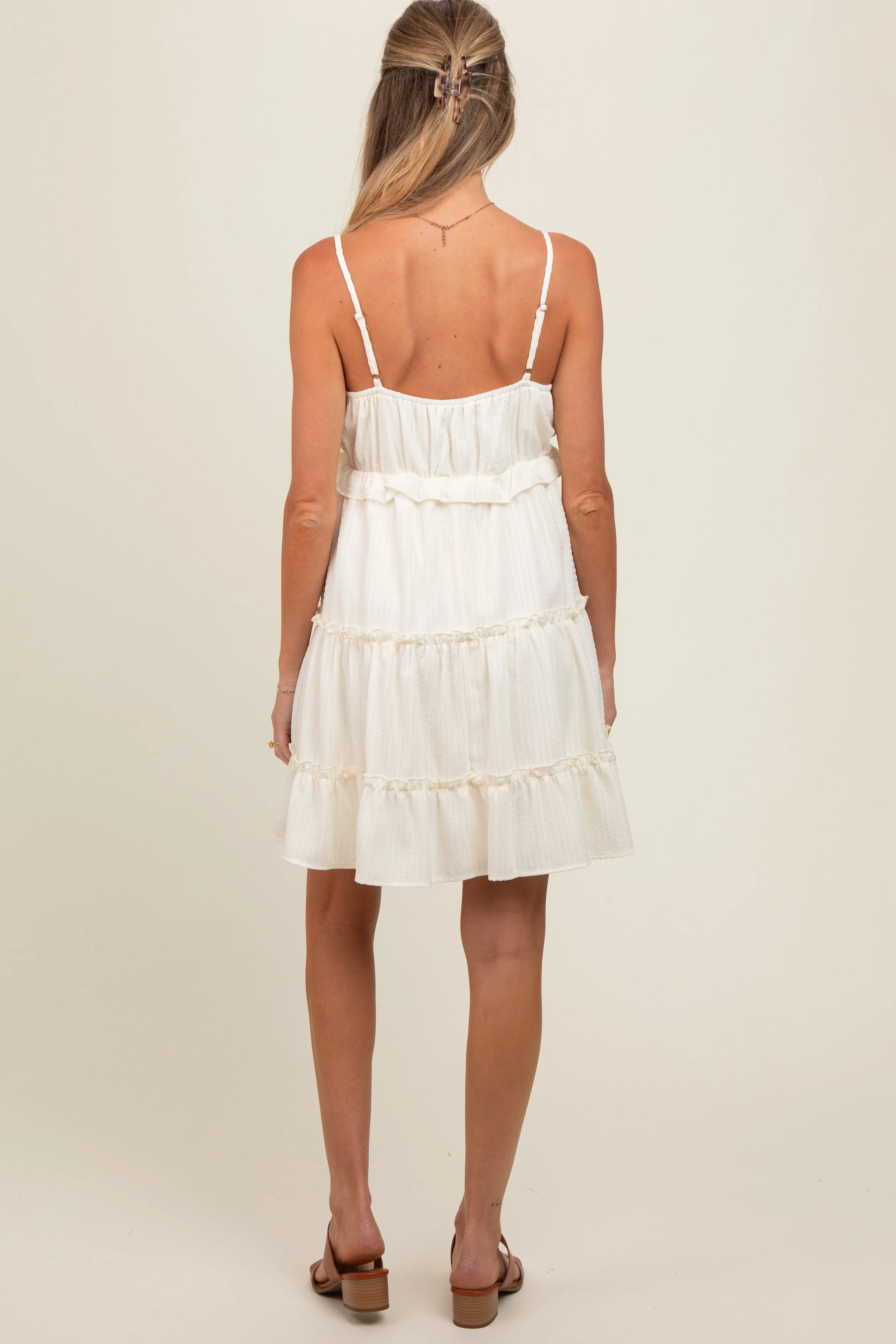 Cream Tiered Maternity Mini Dress sold by Pinkblush product image thumbnail 4
