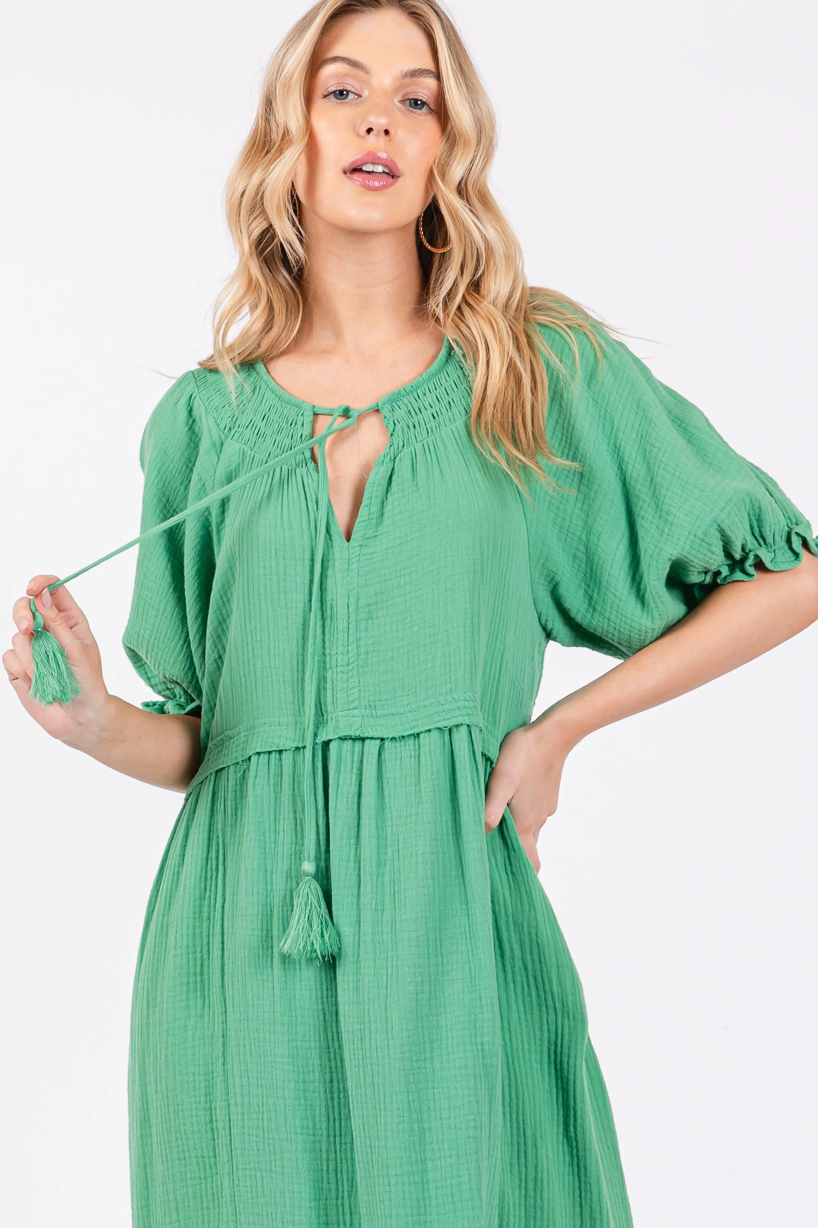 Green Tassel Tie Midi Dress sold by Pinkblush product image thumbnail 4