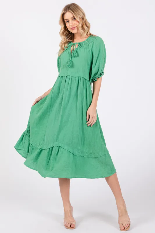 Green Tassel Tie Midi Dress sold by Pinkblush