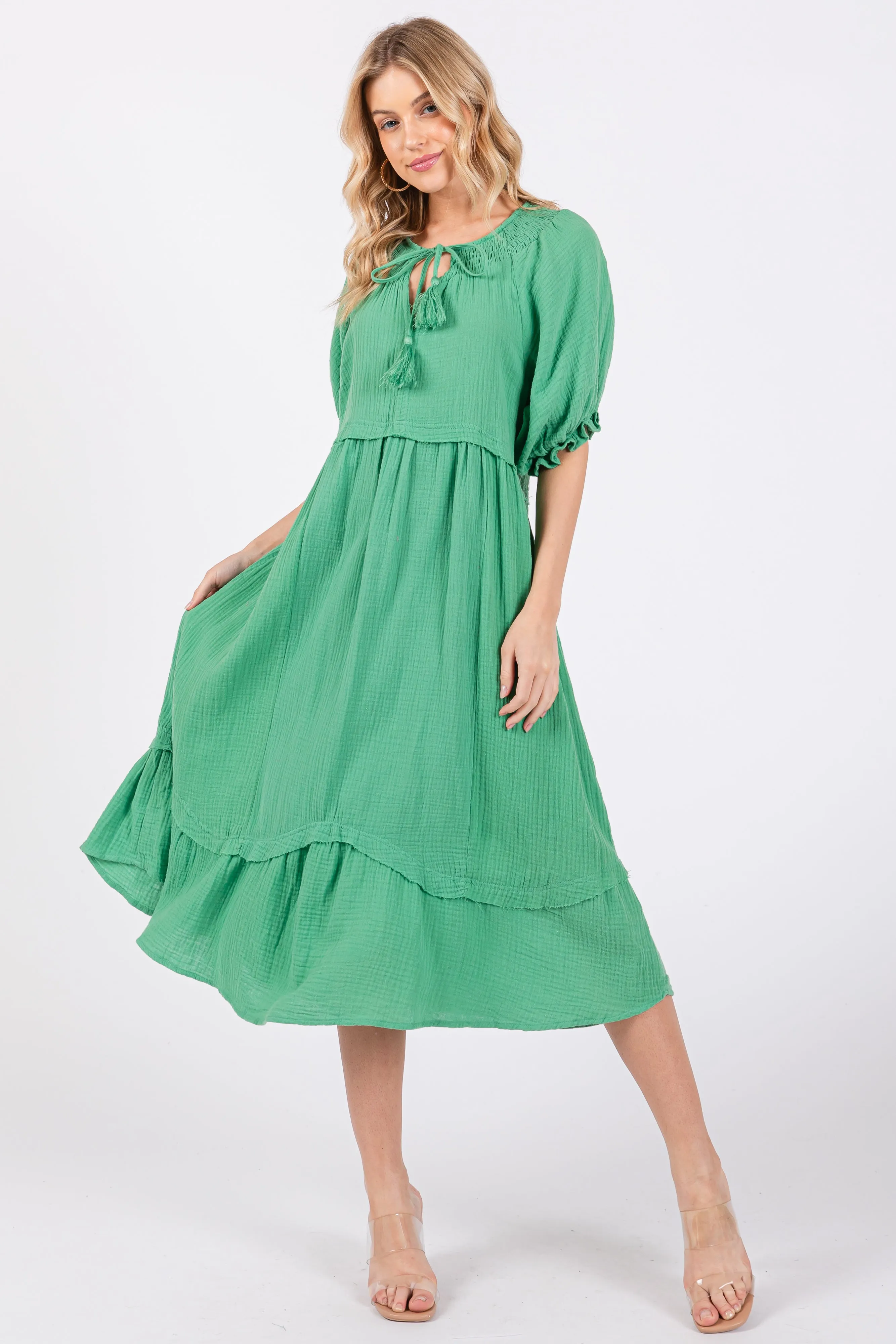 Green Tassel Tie Midi Dress sold by Pinkblush