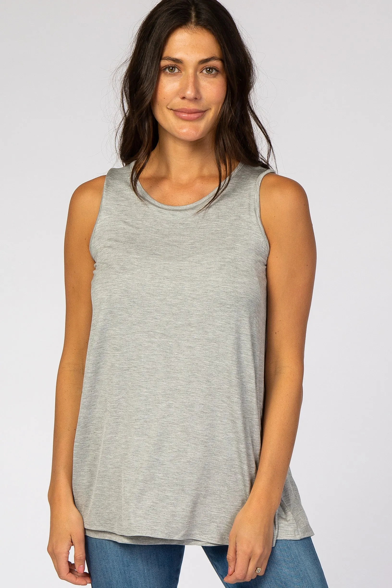 PinkBlush Grey Overlay Maternity/Nursing Tank sold by Pinkblush product image thumbnail 4