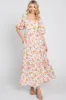 White Floral Puff Sleeve Maternity Maxi Dress sold by Pinkblush