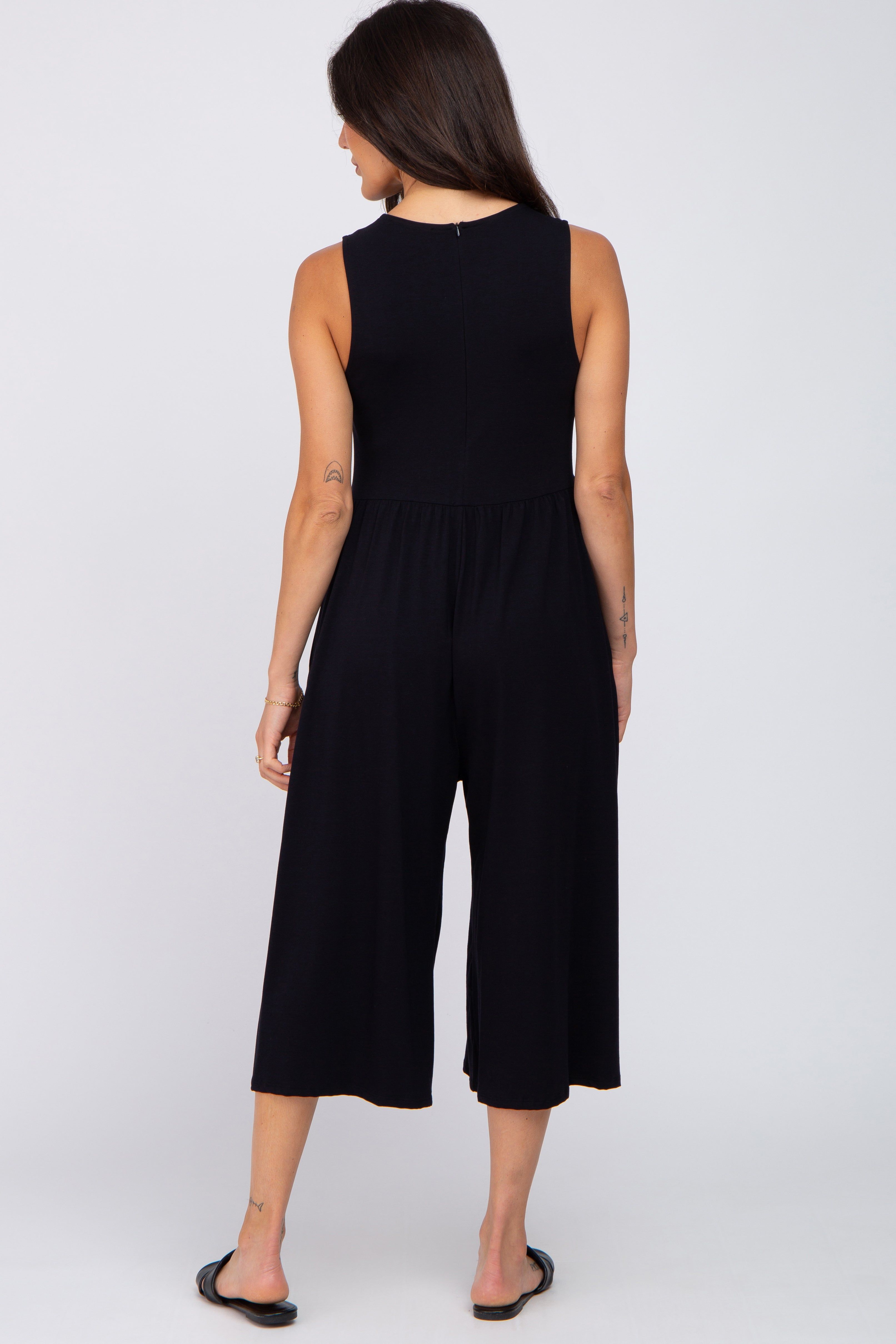 Black Wide Leg Crop Jumpsuit sold by Pinkblush product image thumbnail 3