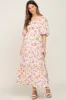 White Floral Puff Sleeve Maternity Maxi Dress sold by Pinkblush