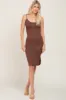 Brown Ribbed Button Midi Dress sold by Pinkblush