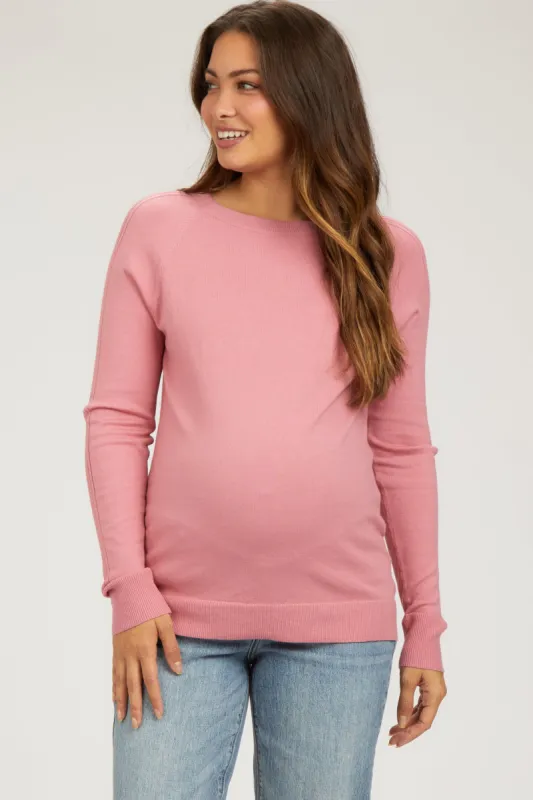Mauve Knit Long Sleeve Maternity Top sold by Pinkblush