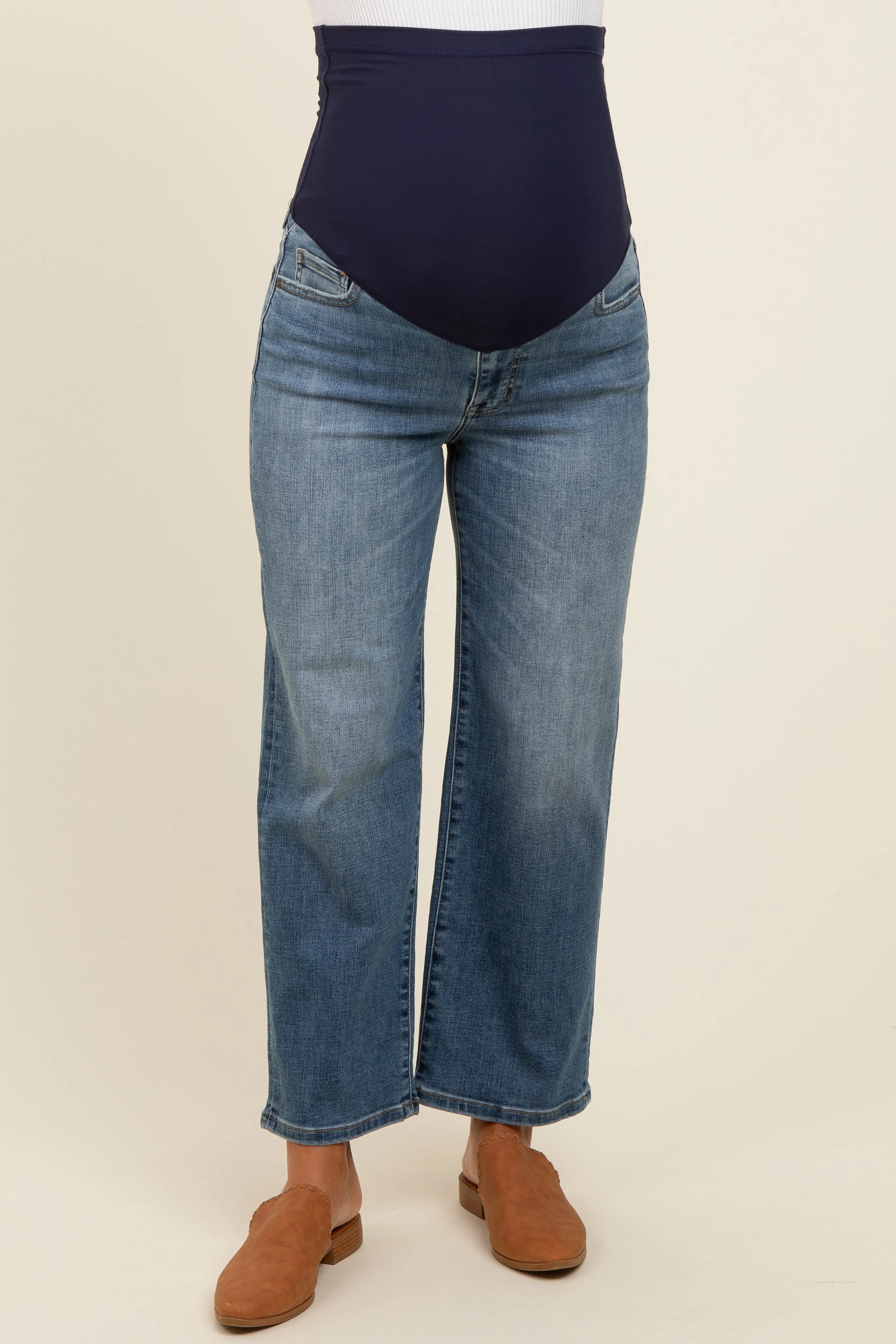Blue Ankle Crop Straight Leg Maternity Jeans sold by Pinkblush product image thumbnail 3