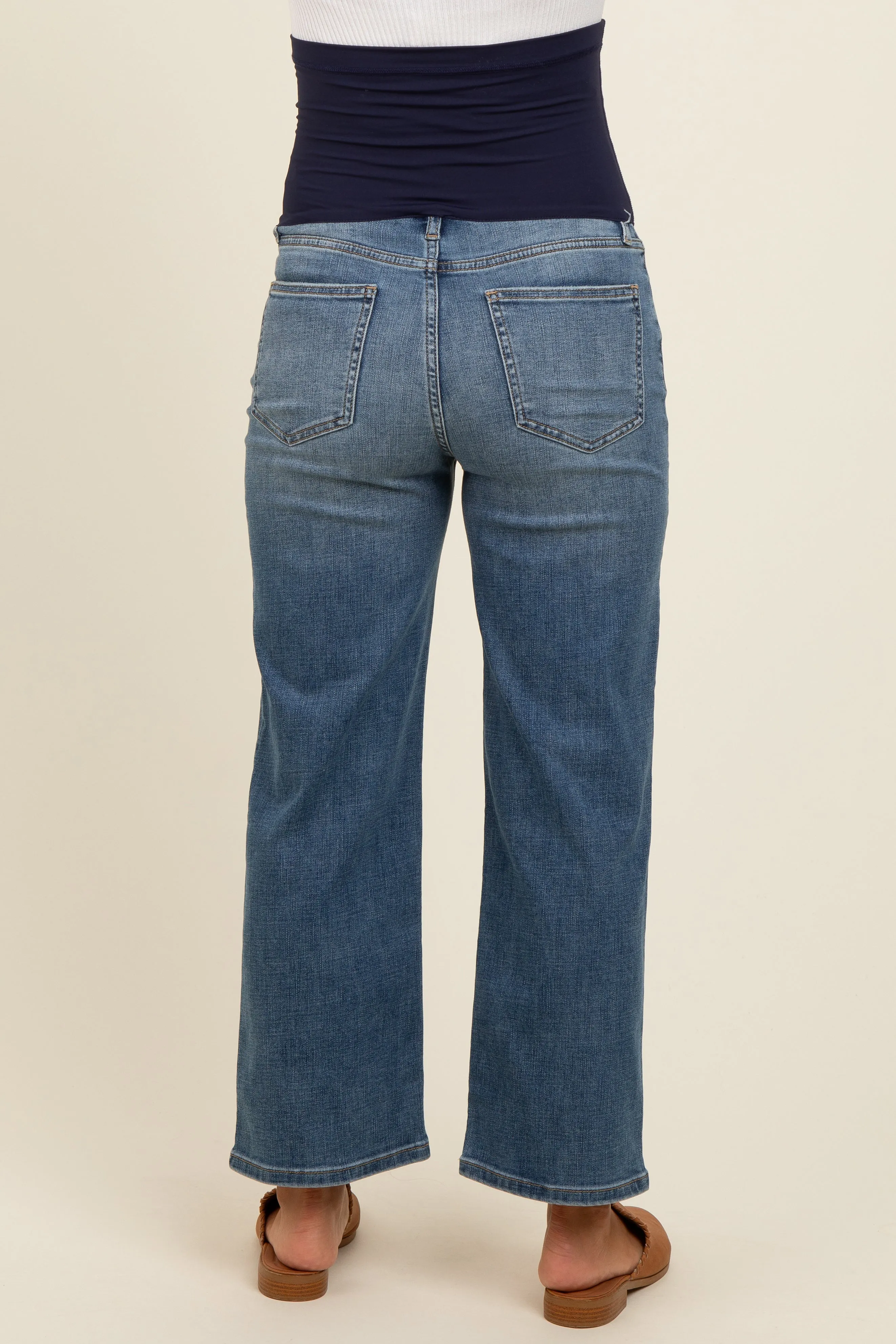 Blue Ankle Crop Straight Leg Maternity Jeans sold by Pinkblush product image thumbnail 4