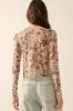 Cream Floral Mesh Smocked Bandeau Knit Blouse sold by Pinkblush