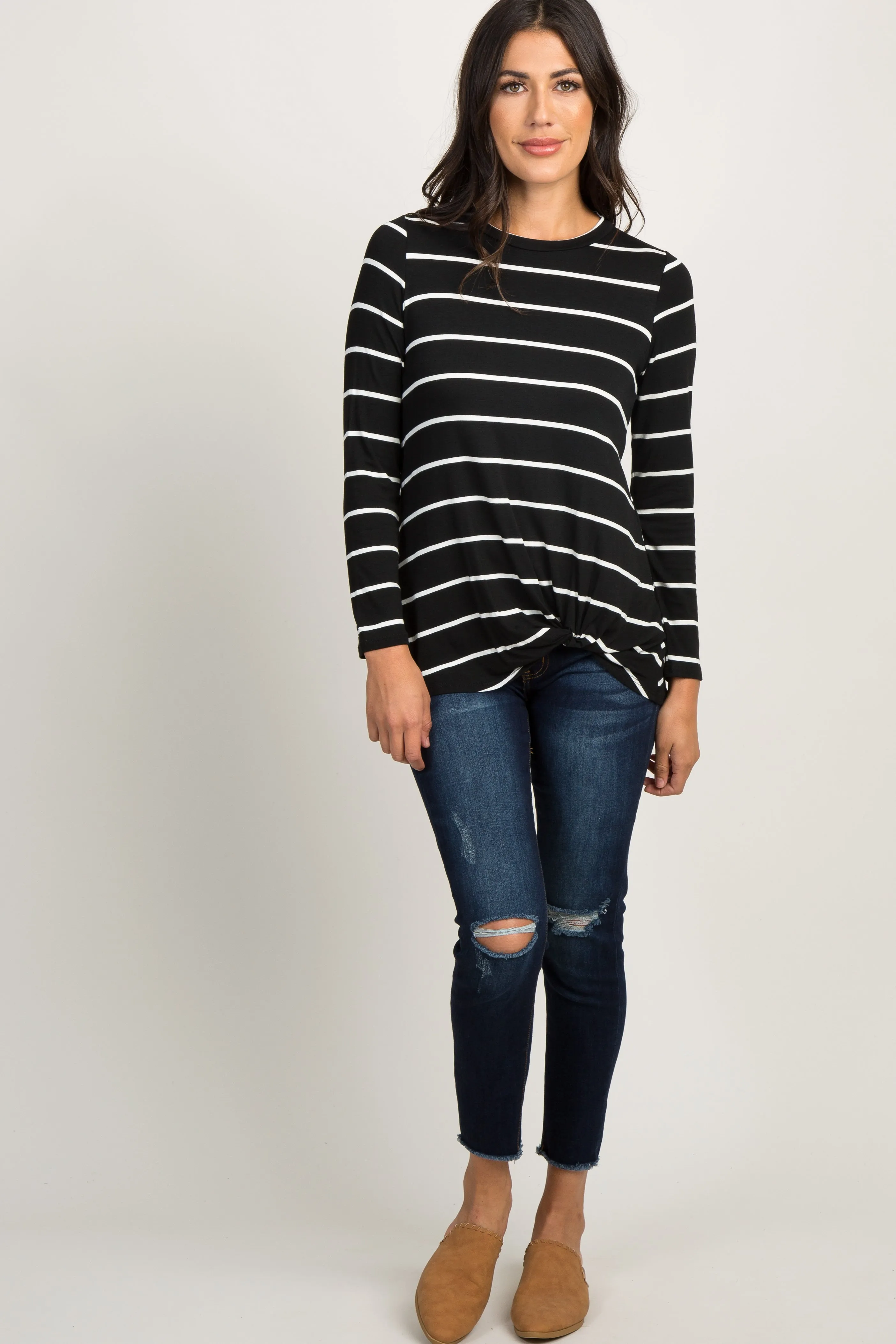 Black Striped Knotted Top sold by Pinkblush product image thumbnail 3