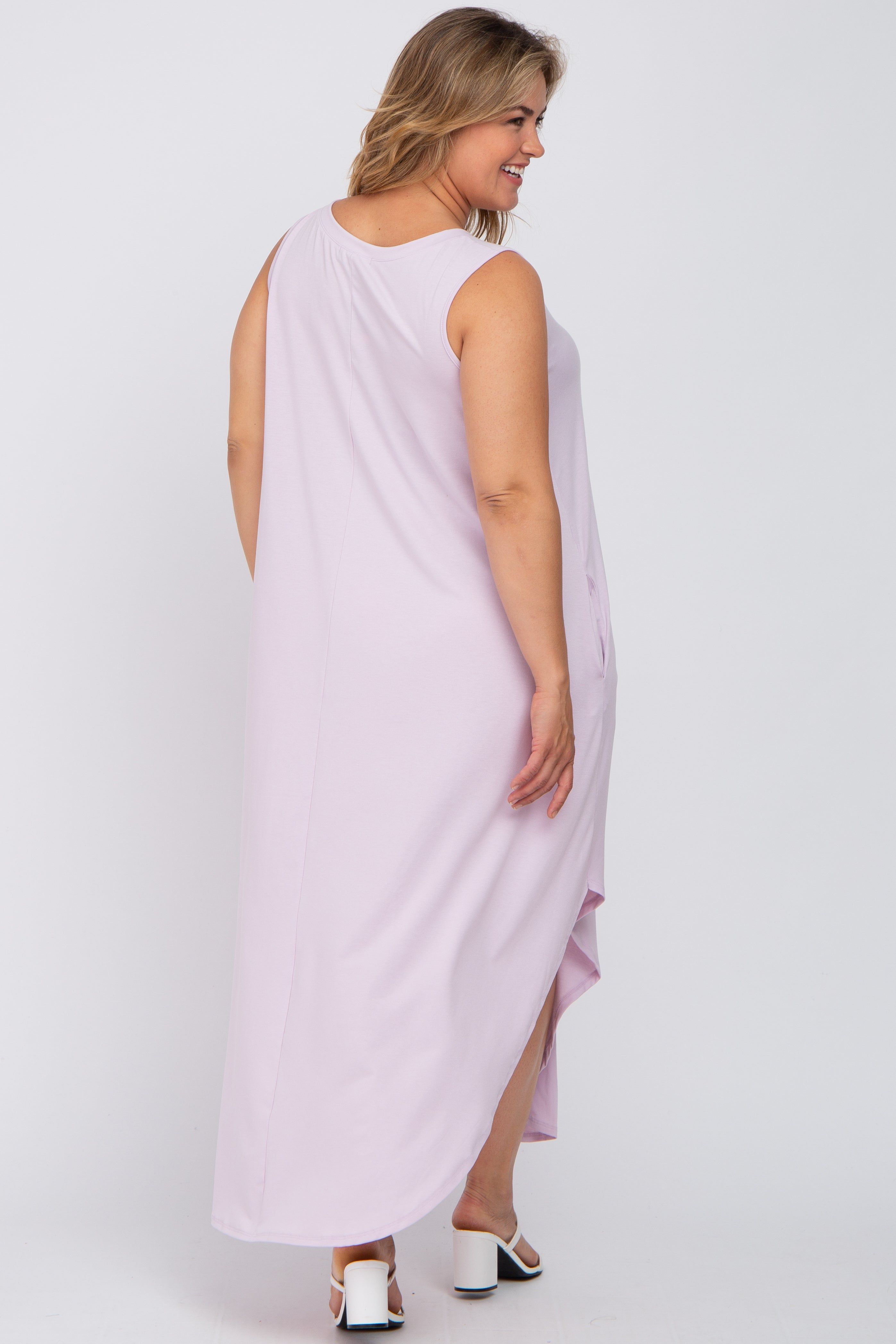 Lavender V-Neck Basic Maternity Plus Maxi Dress sold by Pinkblush product image thumbnail 3