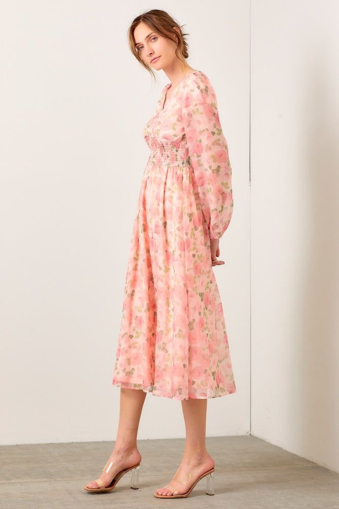 Blush Multi Watercolor Floral Mesh Dress sold by Pinkblush product image thumbnail 2