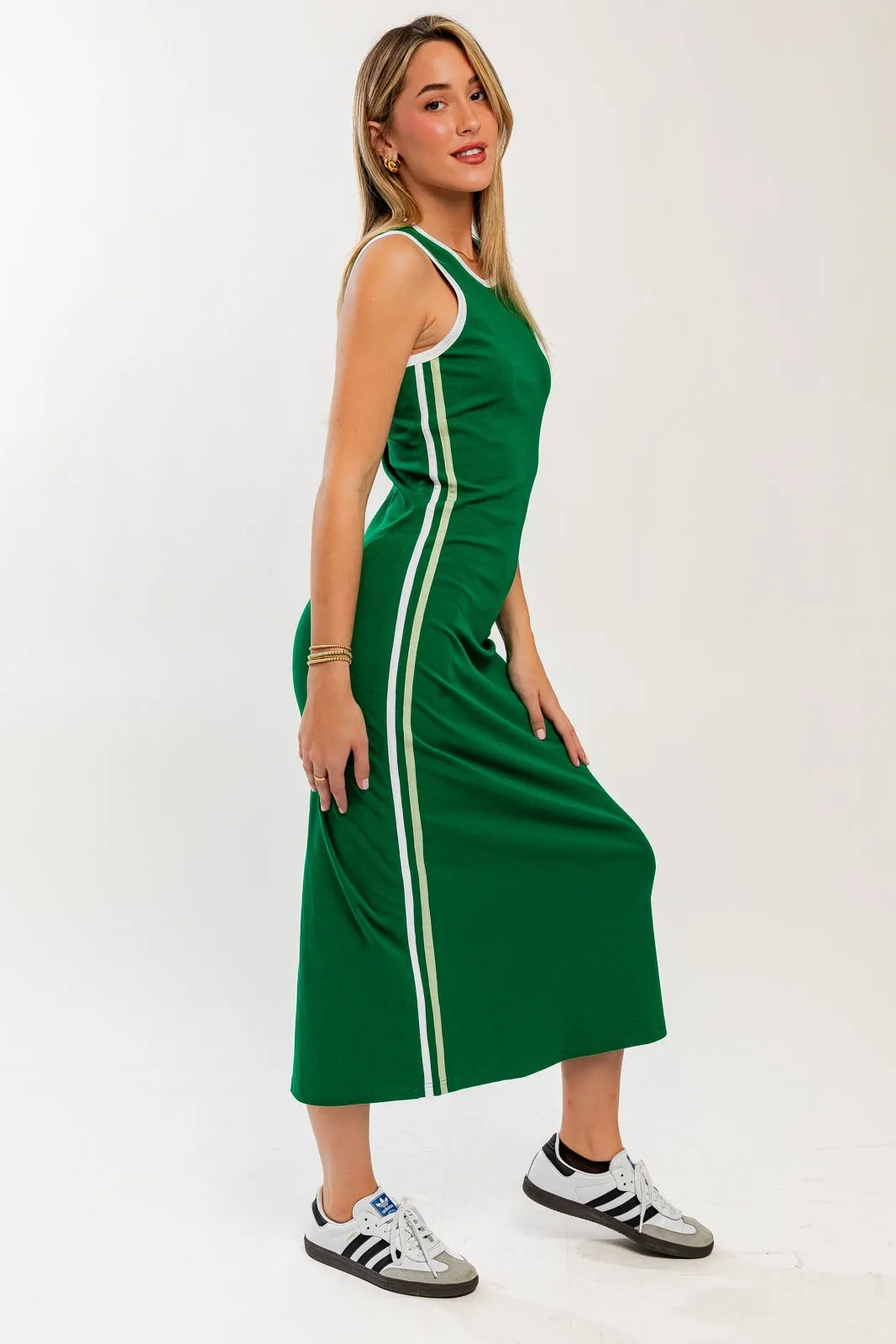Green Sleeveless Contrasting Stripe Maxi Dress sold by Pinkblush product image thumbnail 2
