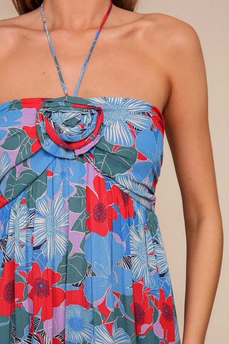 Blue Floral Halter Maxi Dress sold by Pinkblush product image thumbnail 4