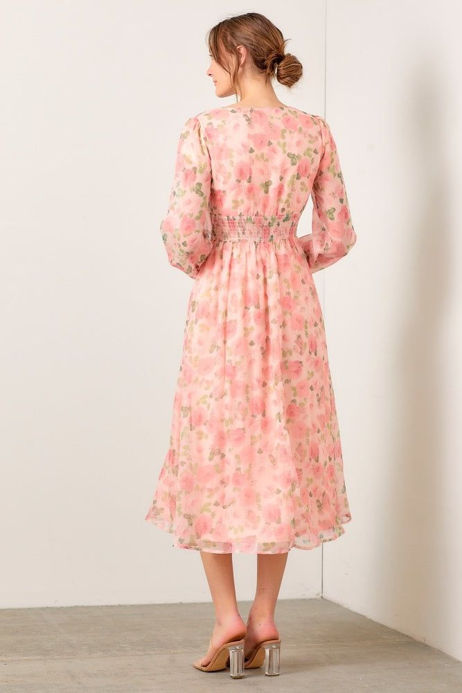 Blush Multi Watercolor Floral Mesh Dress sold by Pinkblush product image thumbnail 3