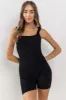 Black Ribbed Square Neck Sleeveless Romper sold by Pinkblush