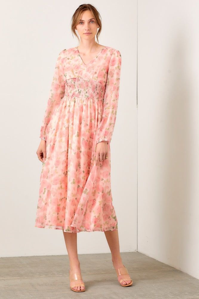 Blush Multi Watercolor Floral Mesh Dress sold by Pinkblush