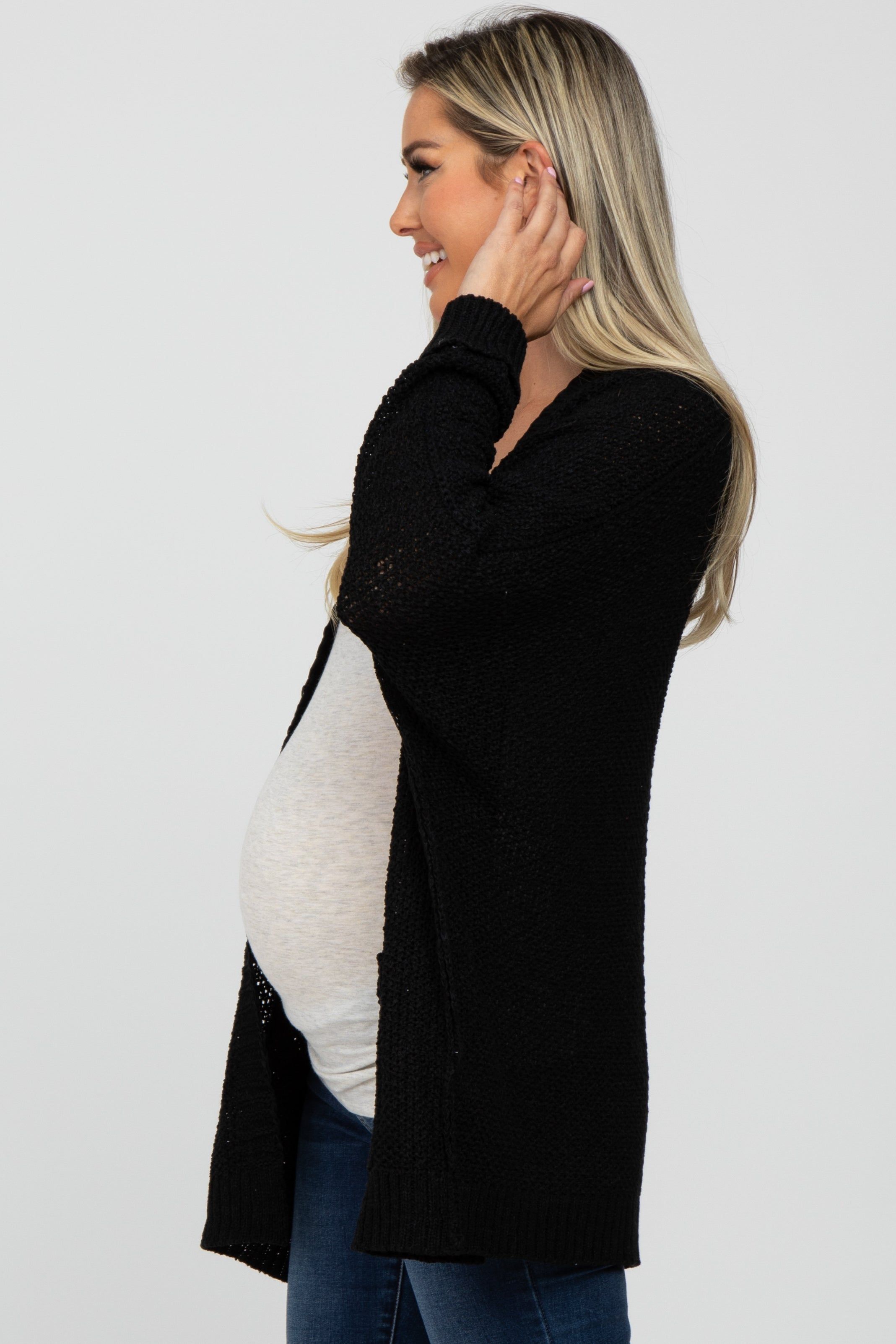 Black Cuff Sleeve Maternity Cardigan sold by Pinkblush product image thumbnail 3