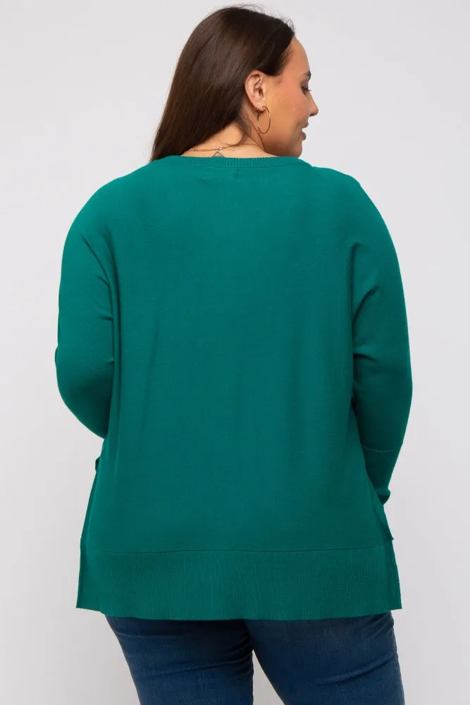 Forest Green Knit Long Dolman Sleeve Plus Top sold by Pinkblush product image thumbnail 4