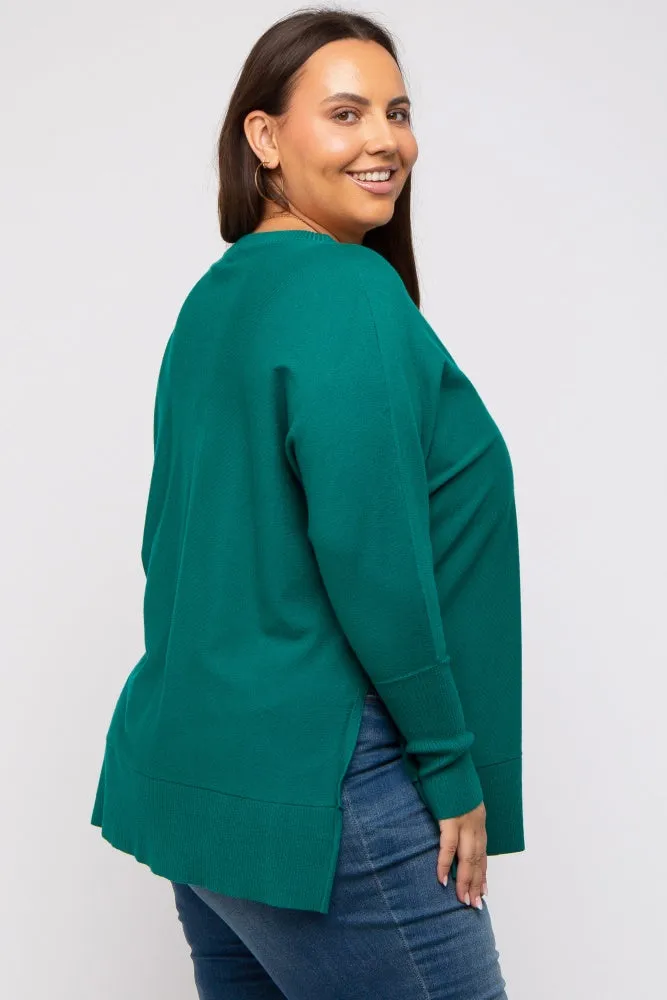 Forest Green Knit Long Dolman Sleeve Plus Top sold by Pinkblush product image thumbnail 3