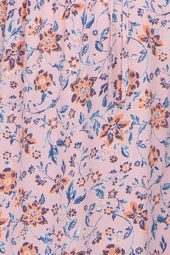 Mauve Floral Smocked Sweetheart Neck Maternity Midi Dress sold by Pinkblush product image thumbnail 4