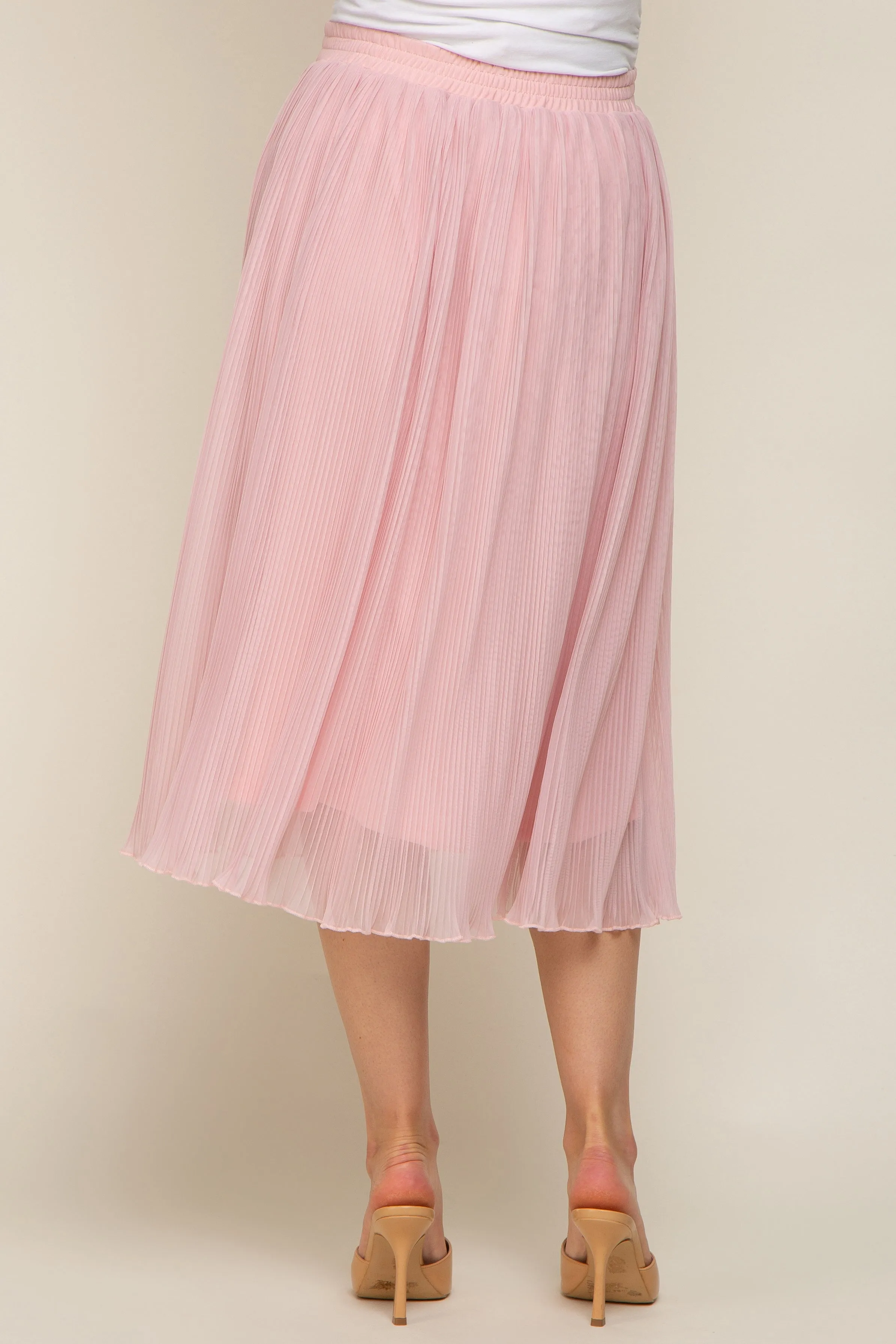 Pink Pleated Maternity Midi Skirt sold by Pinkblush product image thumbnail 5
