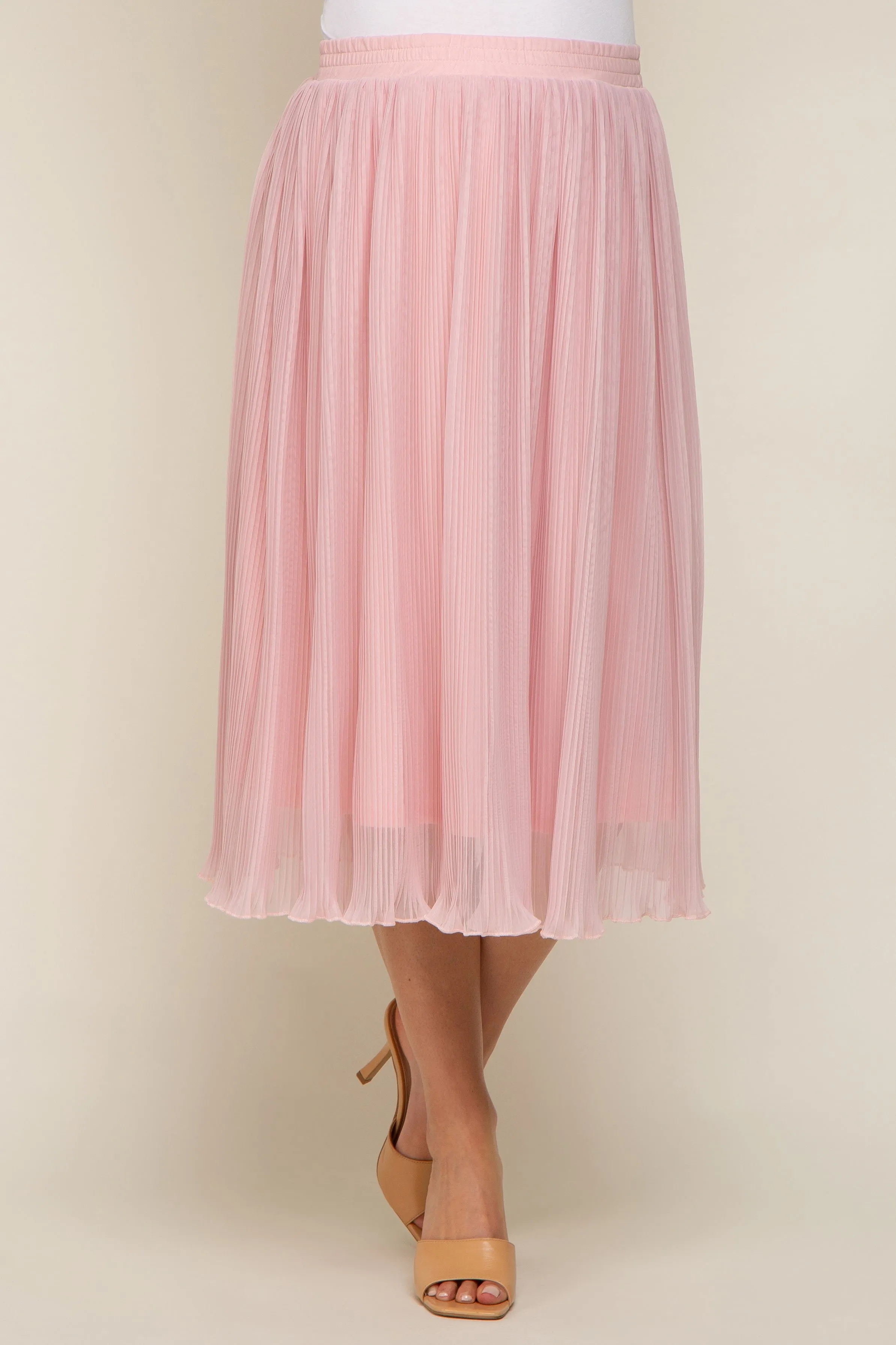 Pink Pleated Maternity Midi Skirt sold by Pinkblush product image thumbnail 3