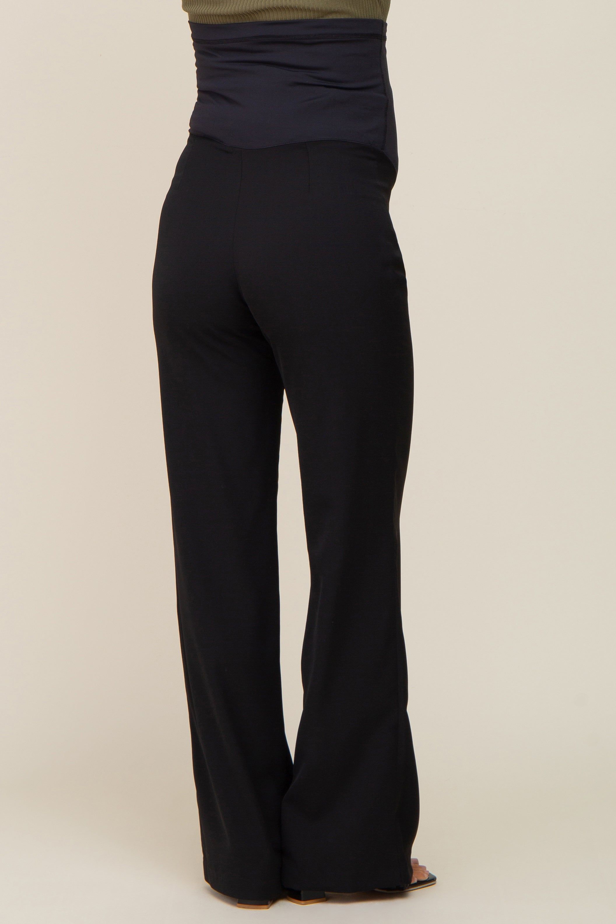 Black Basic Maternity Wide Leg Trousers sold by Pinkblush product image thumbnail 4