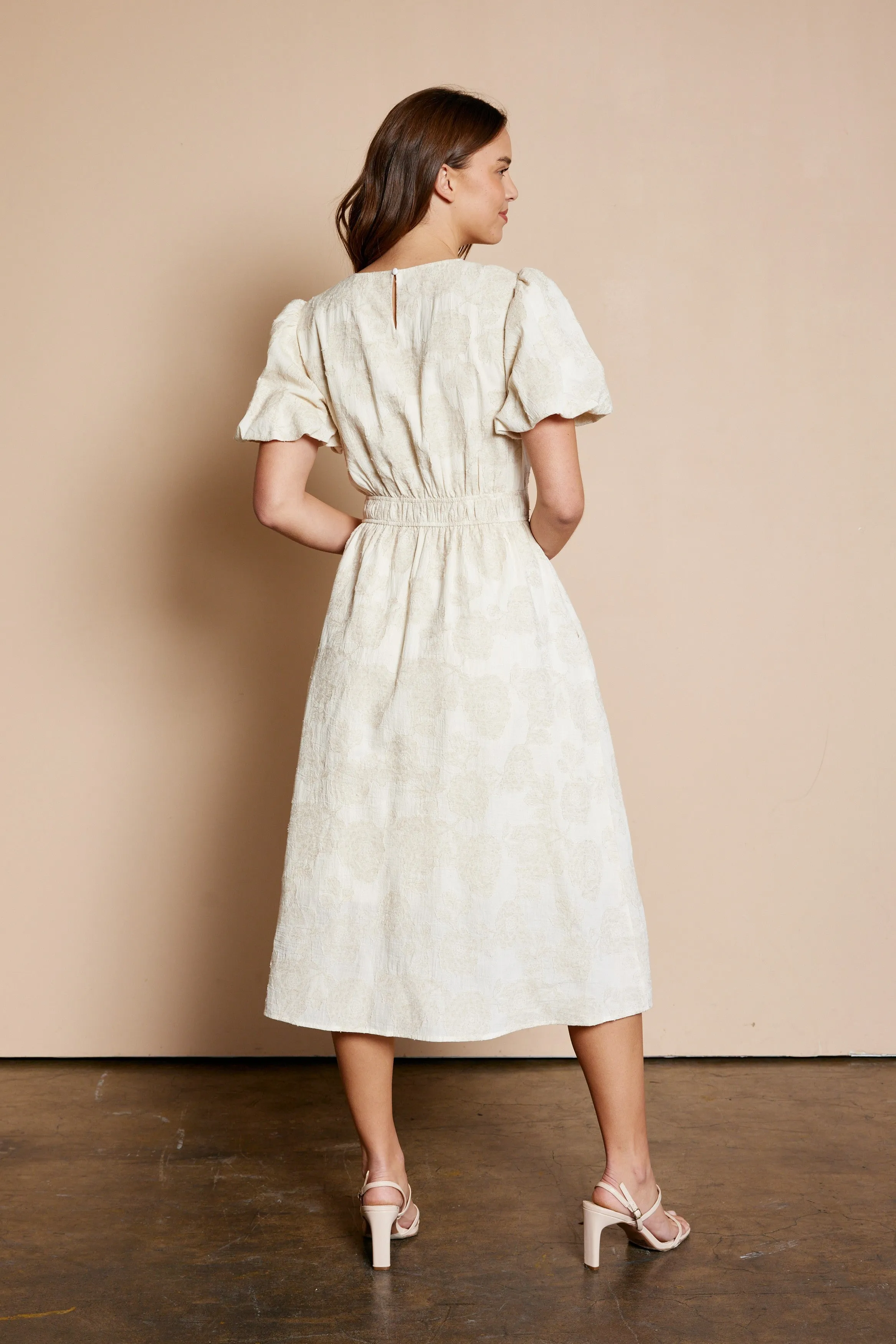 Oatmeal Floral Jacquard Dress sold by Pinkblush product image thumbnail 3