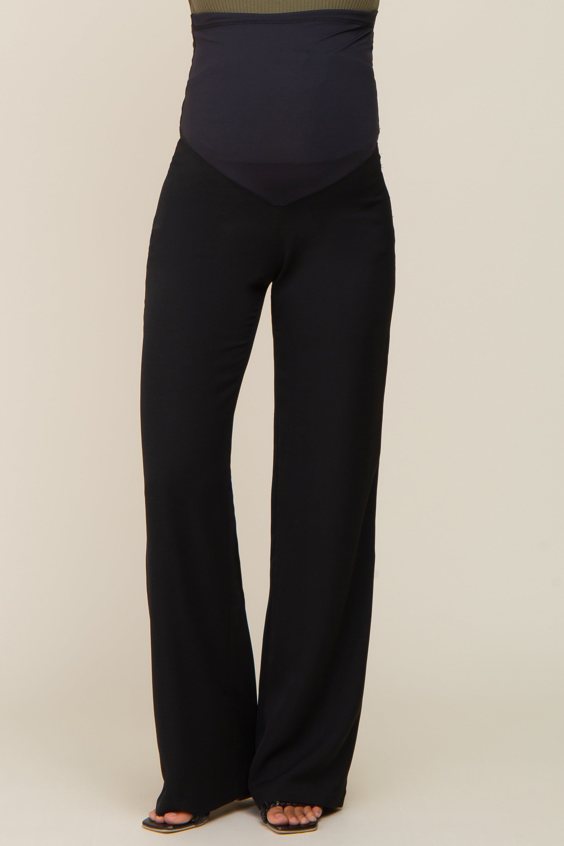 Black Basic Maternity Wide Leg Trousers sold by Pinkblush product image thumbnail 2