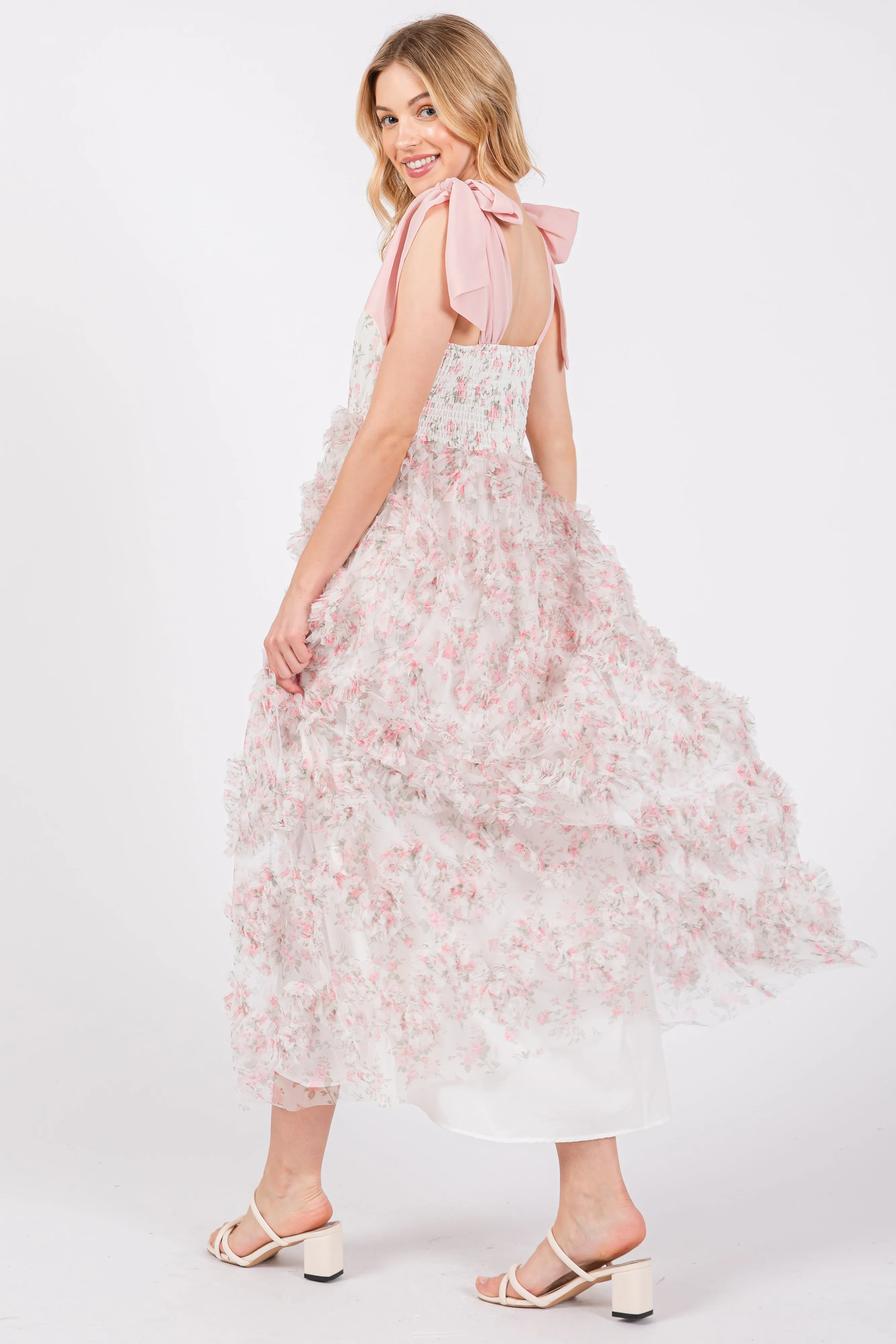 Light Pink Floral Ruffle Tiered Maxi Dress sold by Pinkblush product image thumbnail 4