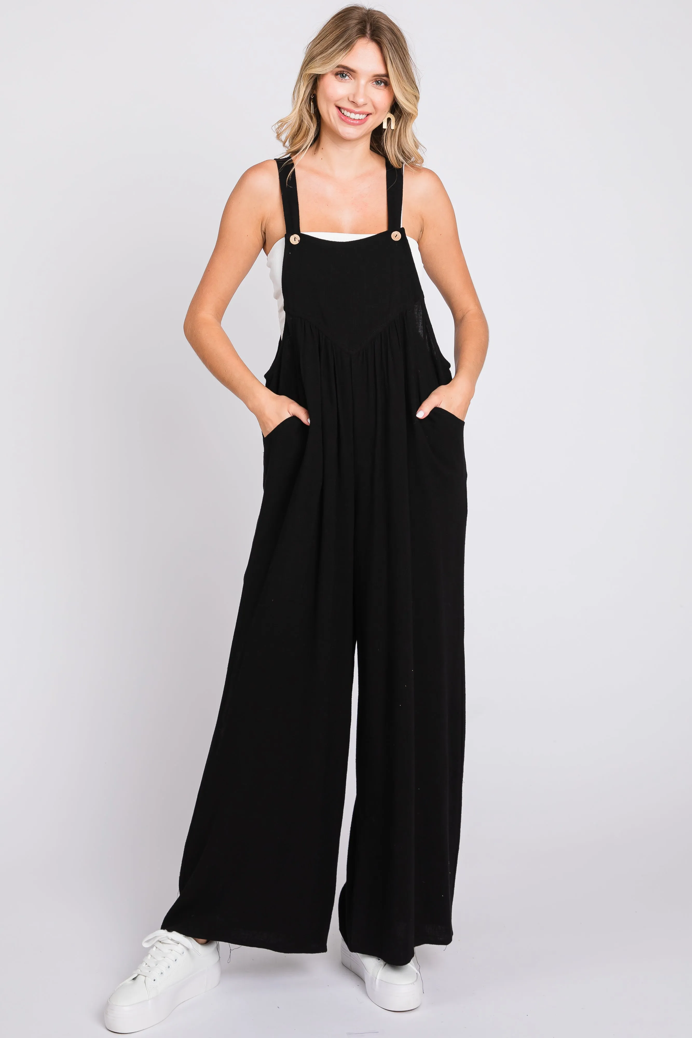 Black Wide Leg Overall sold by Pinkblush