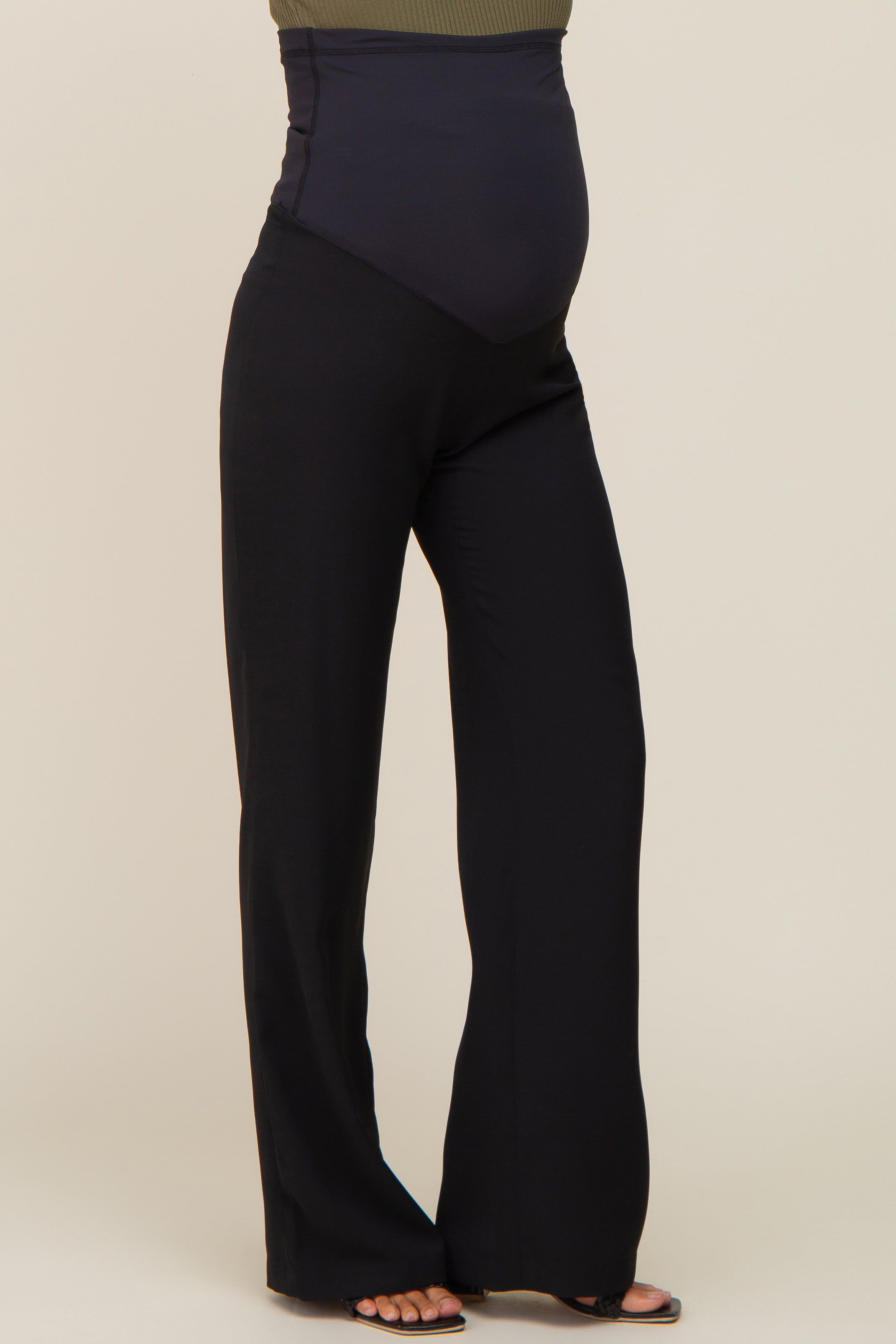Black Basic Maternity Wide Leg Trousers sold by Pinkblush product image thumbnail 3